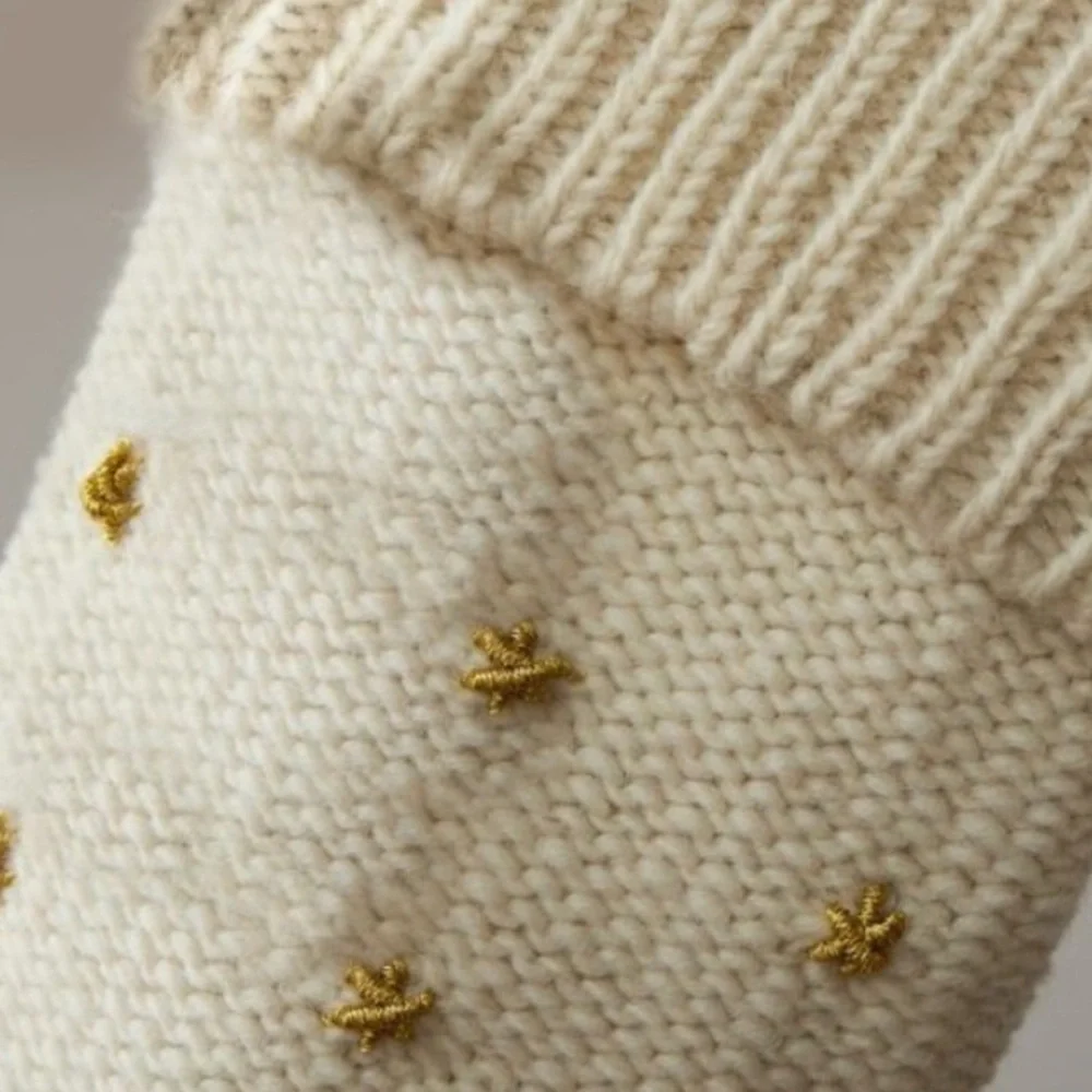 🎄NWT West Elm Knit Metallic Thread Starburst Stocking